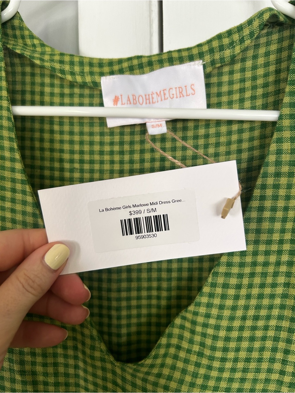 LA BOHEME Marlowe Dress in Green Gingham - Picture 10 of 10
